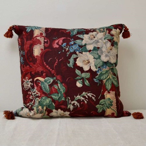 Floral Tasselled Cushion French 19Th Century