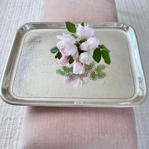 High quality Arts & Crafts hammered silver plated drinks serving tray