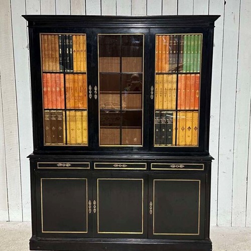 Early 20Th Century Ebonised Cabinet With Faux Book Doors