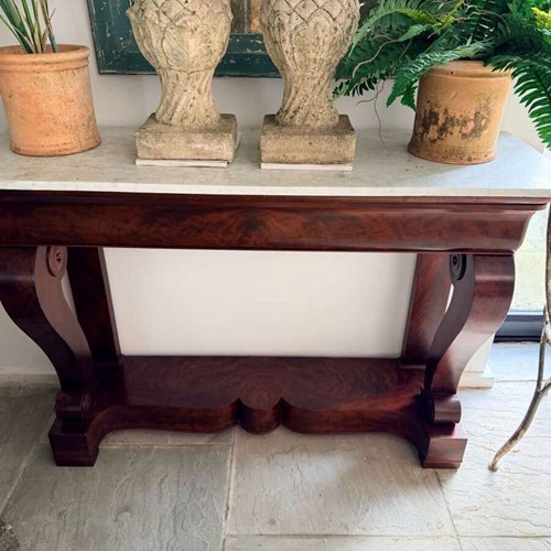 19th century mahogany marble top console table circa 1840