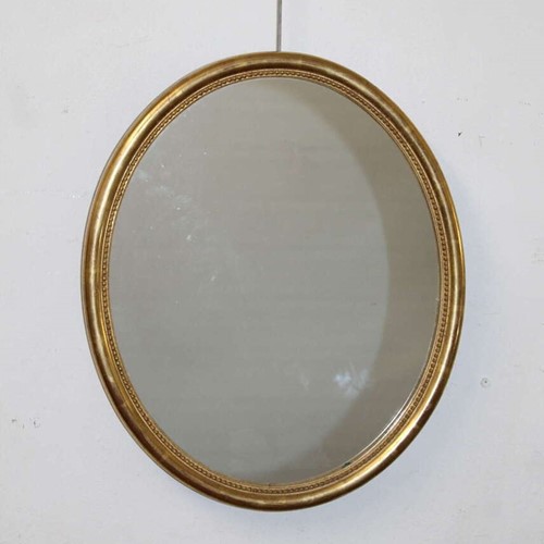 Antique French Oval Mirror With Watergilt Frame