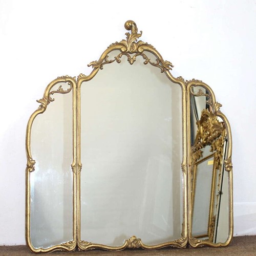 Theatrical French Giltwood Powder Room Mirror