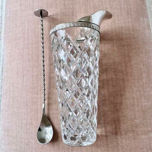 Superb cut crystal & silver plated cocktail mixing jug