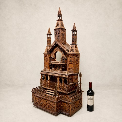 Large Architectural Fretwork Clock Case, Late 19Th/Early 20Th Century