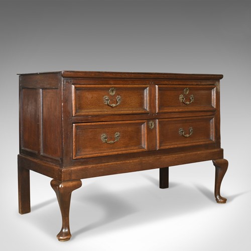 Antique, Chest On Stand, English, Georgian, Oak, Chest of Drawers, Circa 1720