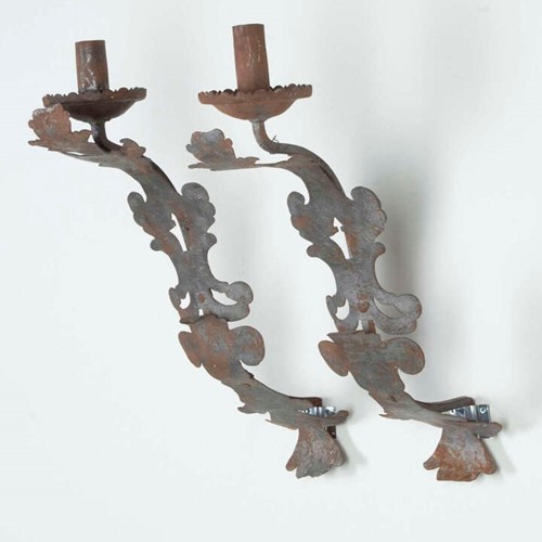 Pair of Early 18th Century Wrought Iron Wall Sconces