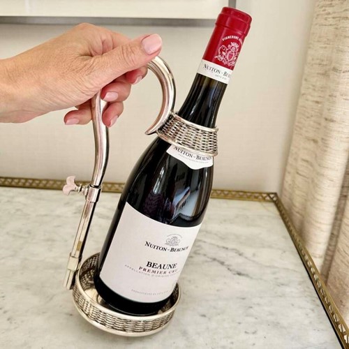 Antique Victorian Silver Plated wine bottle cradle or holder