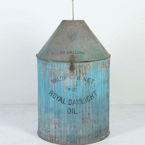 Large 20th Century Painted Oil Drum Converted to Lamp