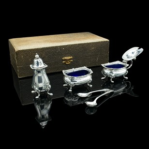 Vintage Cased Condiment Set, Englis...