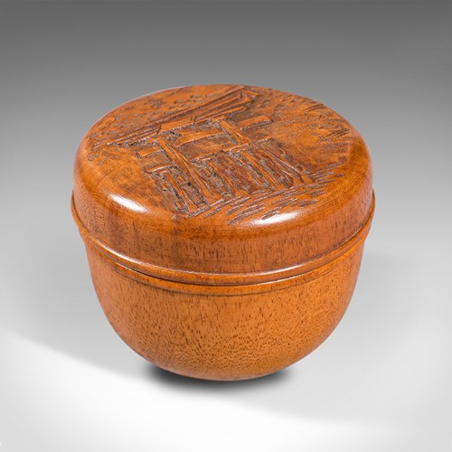 Small Vintage Lidded Treen, Japanese, Mahogany, Spice, Jewellery Box, Circa 1950