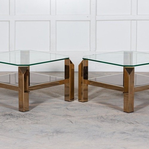 Pair Belgochrom Gold Plated Side Tables