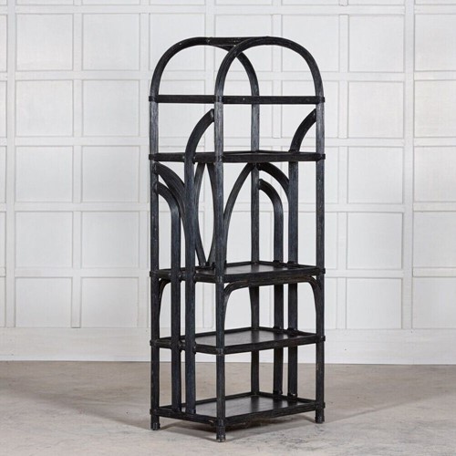 Large Black French Reeded Etagere