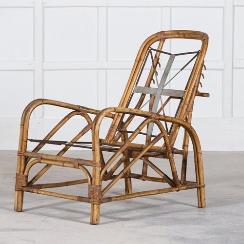 Mid-Century English Bamboo Reclining Armchair