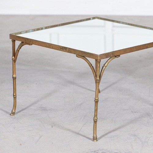 French Mid Century Gilt Bronze Faux Bamboo Mirror