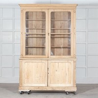 19thC English Pine Glazed Dresser Cabinet