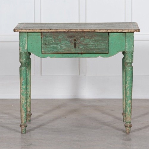 19thC Scandinavian Green Painted Table / Desk