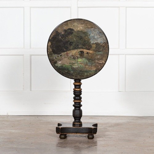 Georgian English Painted Tilt Top Side Table