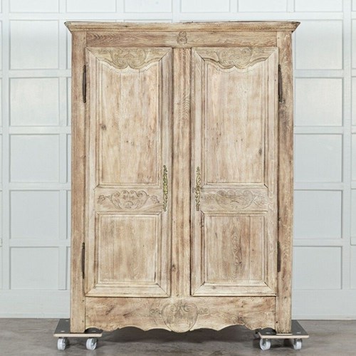 Large 19Thc French Provincial Bleached Oak Armoire