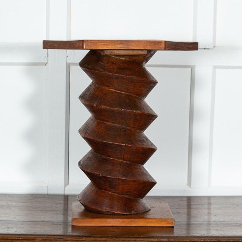 ​Midc French Elm Corkscrew Pedestal Table