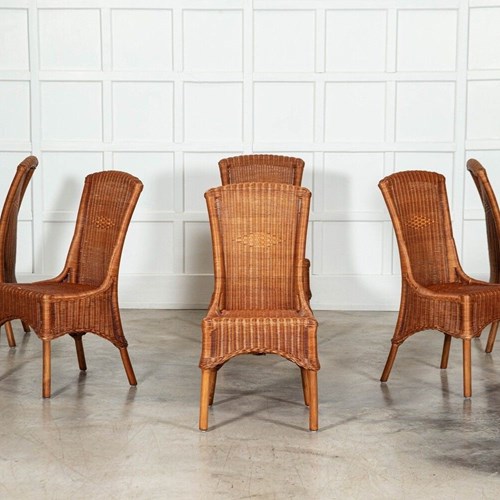 Set Six Mid 20Thc English Wicker Dining Chairs