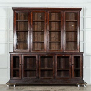 Large 19Thc English Glazed Mahogany...