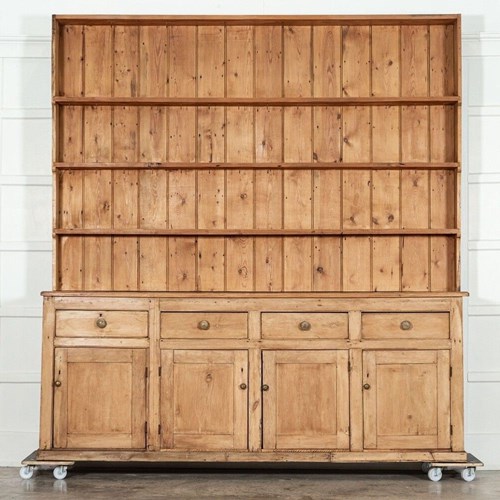 Monumental 19Thc English Pine Waterfall Dresser