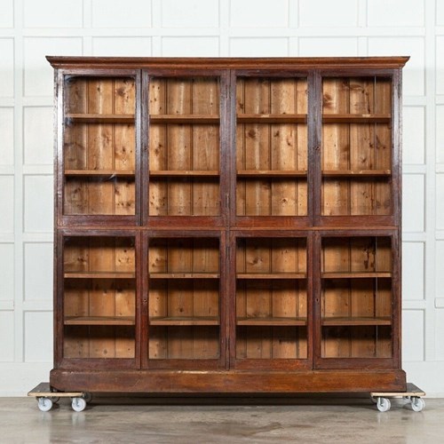 Large English Oak Glazed Bookcase