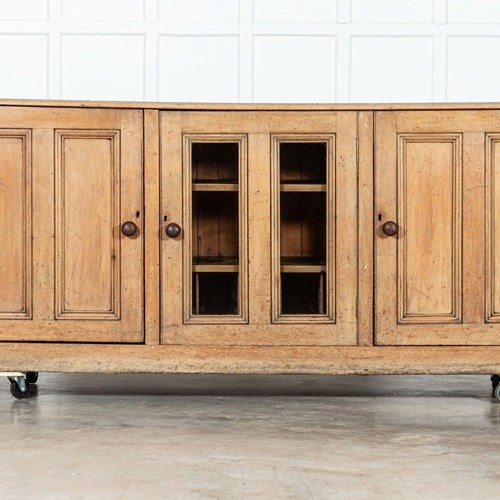 Large 19Thc English Pine Glazed Dresser Base