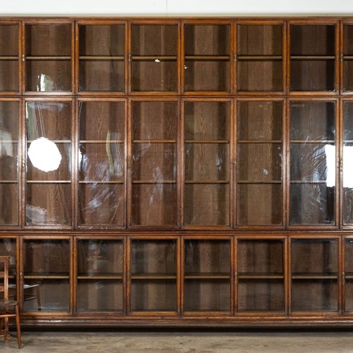 Monumental Oak Glazed Haberdashery Bookcase Cabinet