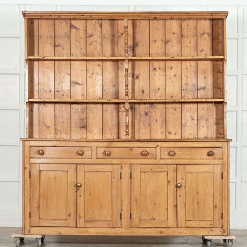 Large 19Thc English Pine Waterfall Dresser