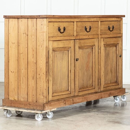 Large 19Thc English Pine & Oak Dresser Base