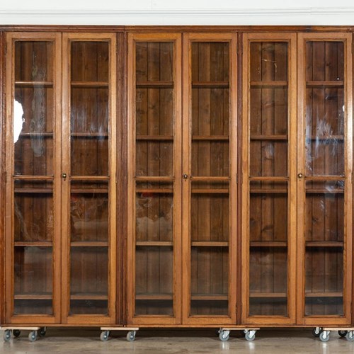 Monumental English Oak Glazed Haberdashery Cabinet