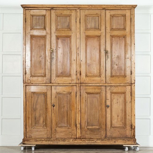 Large 19Thc English Estate Made Pine Housekeepers Cupboard