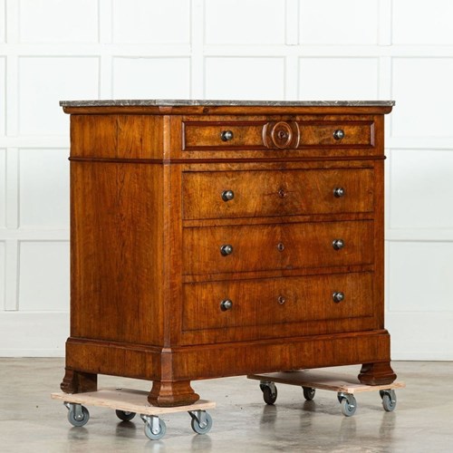 19Thc French Walnut Marble Commode