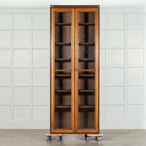 English Oak Glazed Haberdashery Cabinet