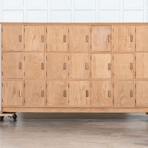 Large English Oak & Pine Locker Cabinet
