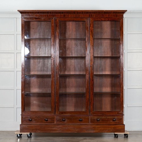 19Thc English Glazed Mahogany Vitrine Cabinet