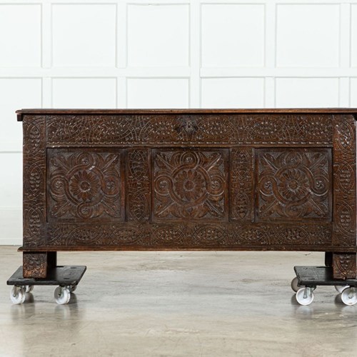 18Thc English Carved Oak Coffer