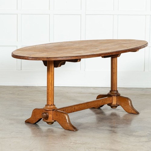 19Thc English Pine & Fruitwood Oval Dining Table