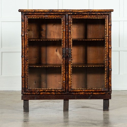 19Thc English Glazed Laquered Bamboo Cabinet