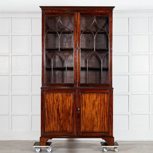 19Thc English Regency Mahogany Glazed Bookcase