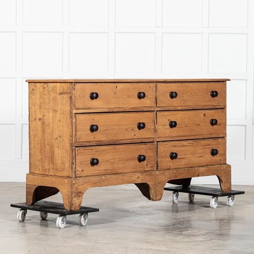 Large Georgian English Pine Bank Drawers / Counter