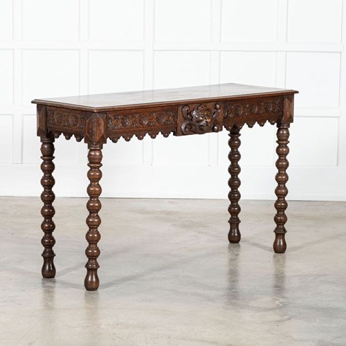 English 19Thc Oak Carved Oak Console Table