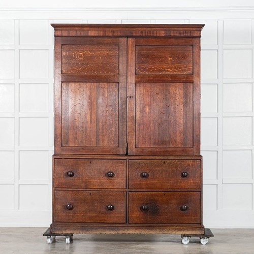 Large English George III Oak Housekeepers Cupboard