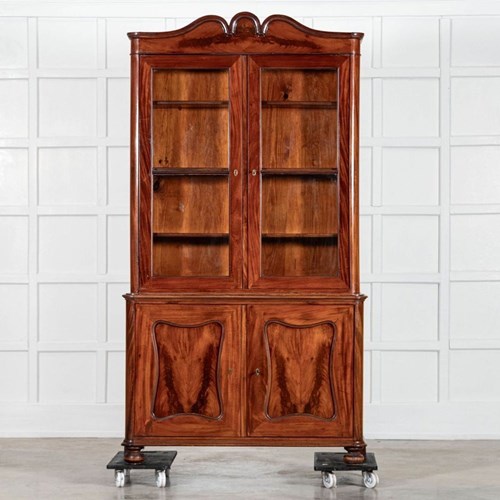 19Thc French Flame Mahogany Glazed Bookcase