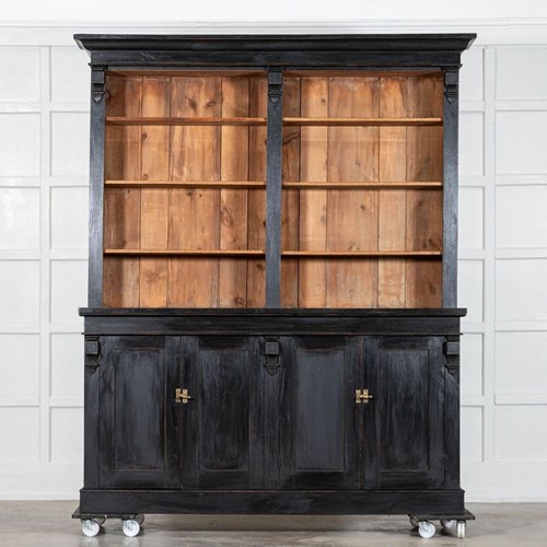 19Thc Oak & Pine Ebonised Open Bookcase / Dresser