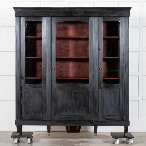 Large 19Thc French Ebonised Mahogany Glazed Vitrine / Bookcase / Armoire