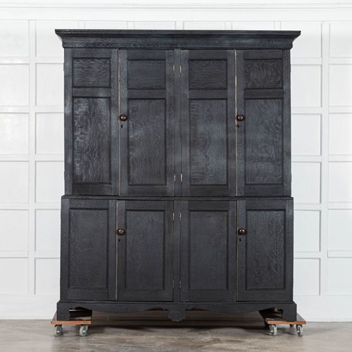 Large 19Thc Ebonised English Oak Housekeepers Cupboard