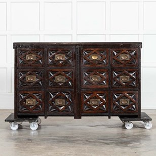 19Thc English Carved Oak Apothecary...