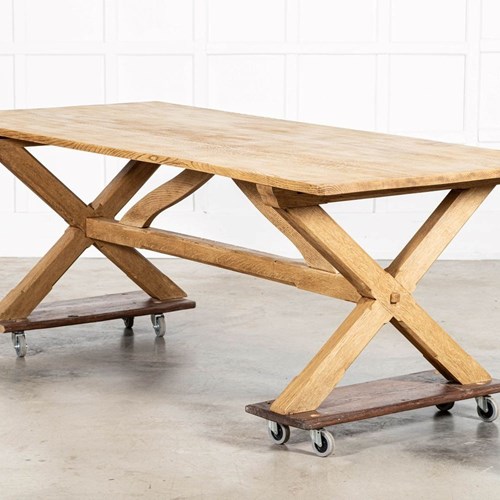 Large English Midc Oak X Frame Refectory Table